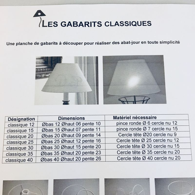 Planche de gabarits abat-jour classique