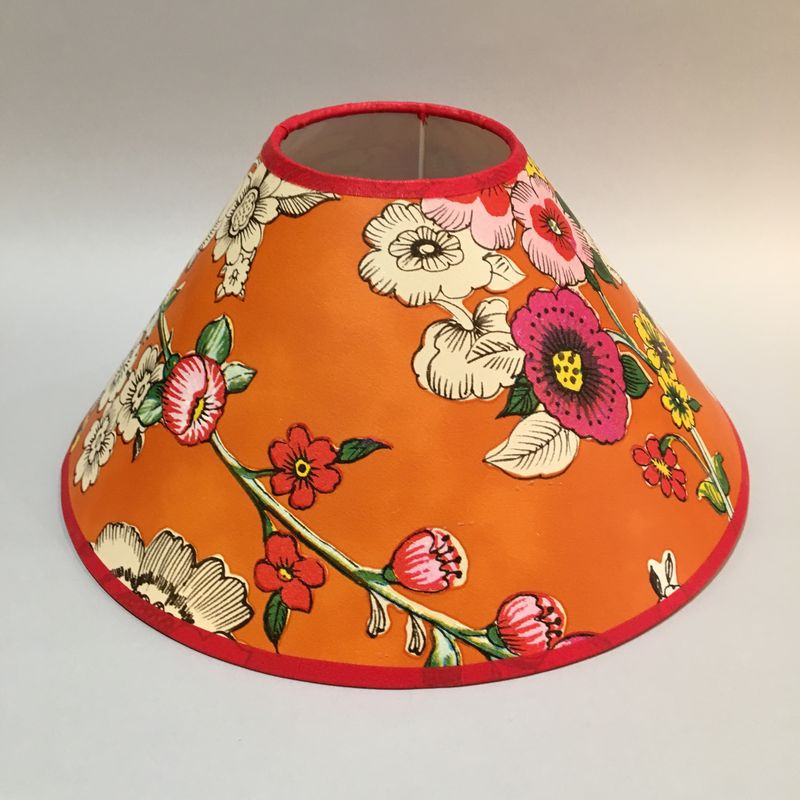 Lampe vintage cristal massif 3 pattes + abat-jour plissé écossais rouge année 50 - Décoration