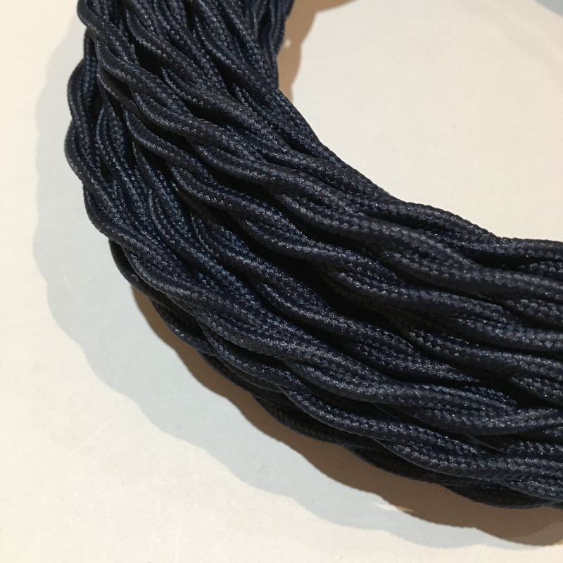 câble électrique textile torsadé bleu marine