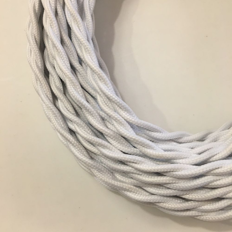 câble électrique textile torsadé blanc