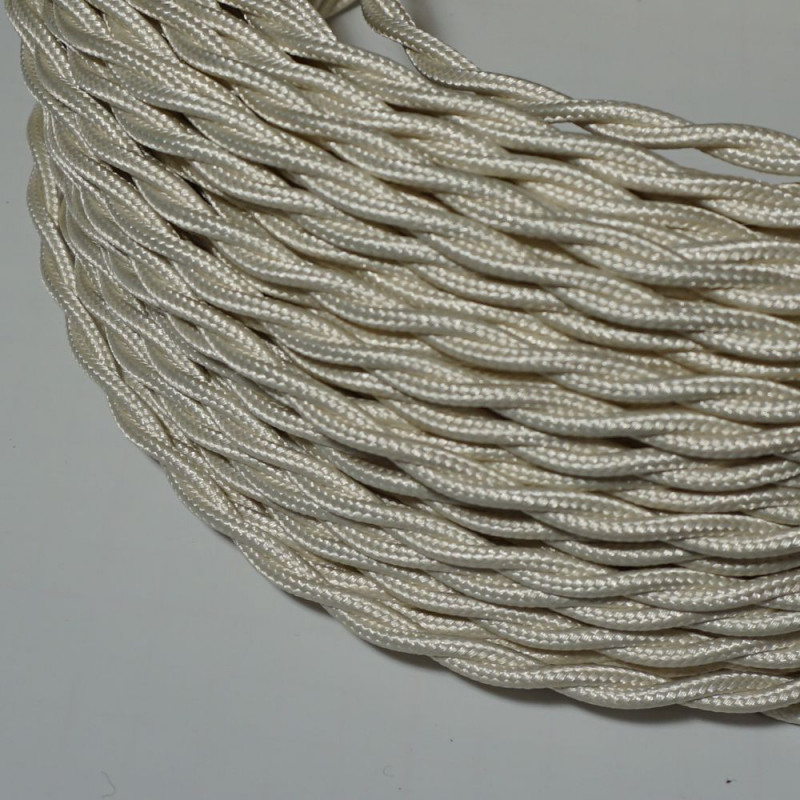 câble électrique textile torsadé ivoire