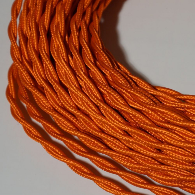 câble électrique textile torsadé orange