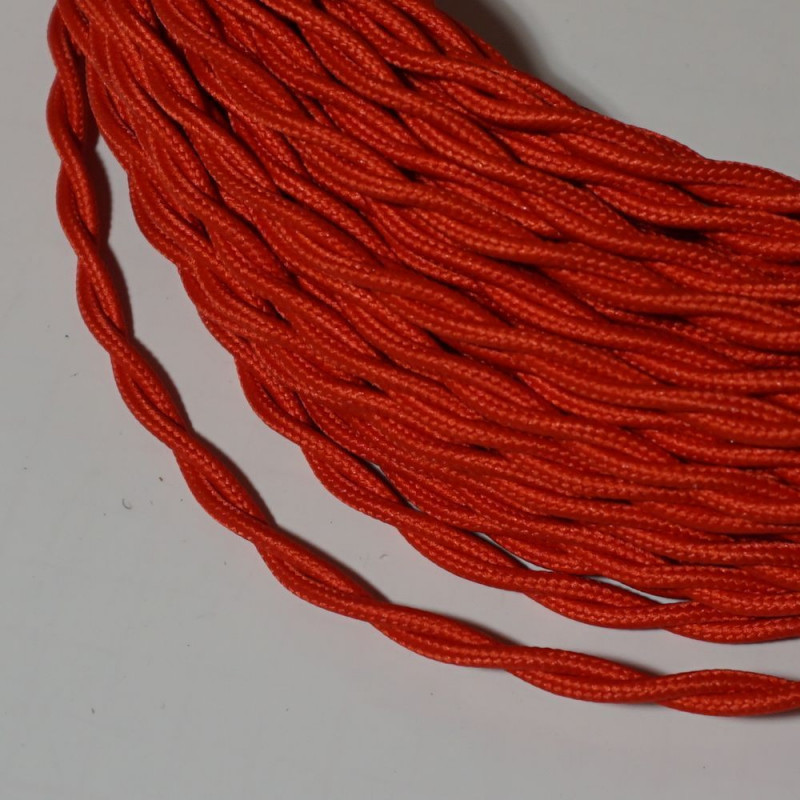 câble électrique textile torsadé rouge