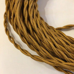 câble électrique textile torsadé vieil or