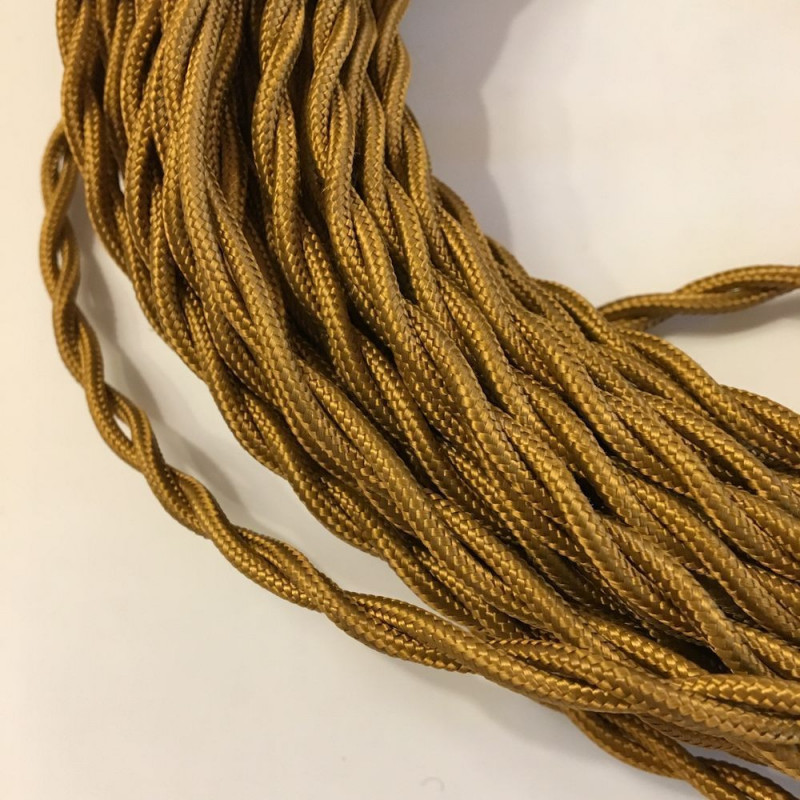 câble électrique textile torsadé vieil or