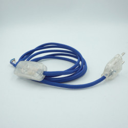 Cordon équipé textile rond bleu