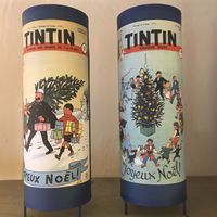 lampes cylindriques avec couvertures du journal de tintin